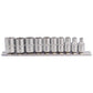 10PC 1/4" Square Drive METRIC CRV SOCKET SET WITH STORAGE RAIL 4-13mm 16398111
