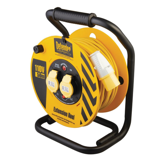 Defender E86500 110V Industrial Cable Reel, 1.5mm�, 16A, 50m