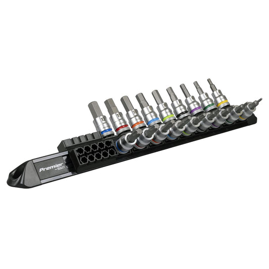 Sealey Premier Platinum Series Hex & TRX-Star Socket Bit Set 3/8"Sq Drive 18pc