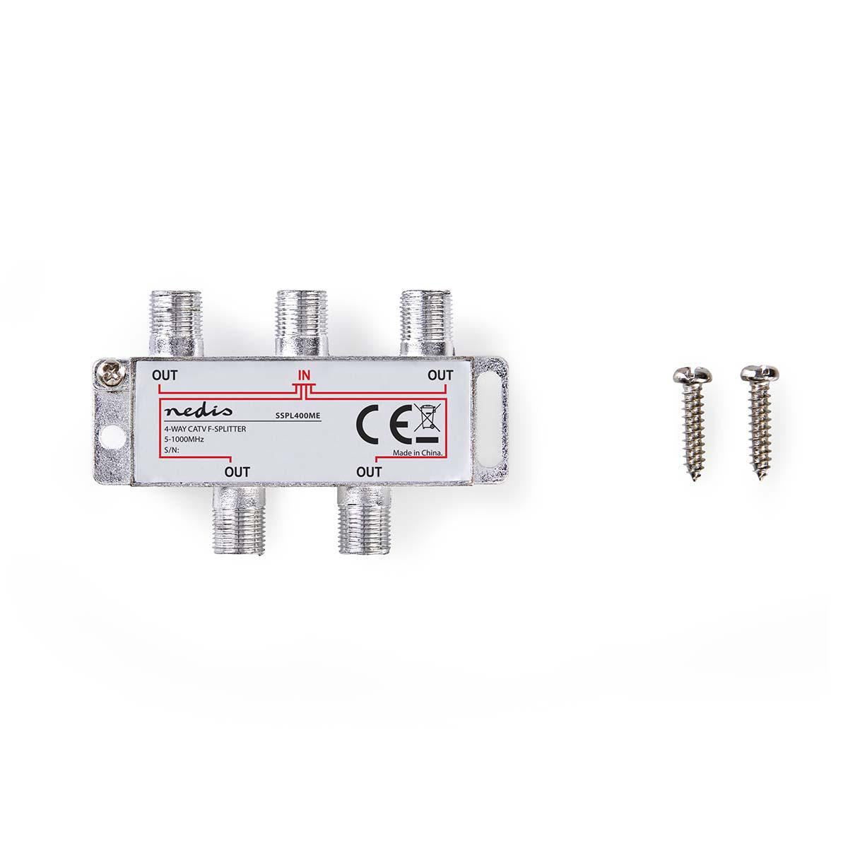 Nedis CATV F-Splitter Max 8.0 dB gain 5 to 1000 MHz 4 Outputs - SSPL400ME