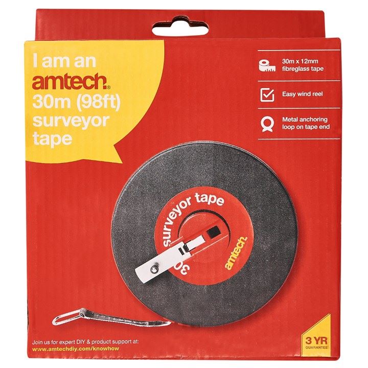 30m Surveyor Builders Fibreglass Measuring Tape Measure 100ft Metric Imperial - P1800