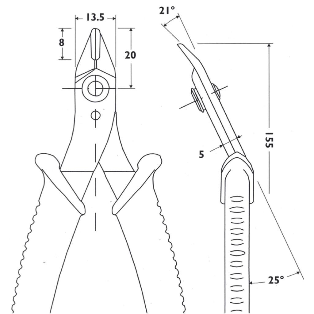 138mm Piergiacomi Side Cutters Precision Wire Snips Flush Shear Cut 16 AWG TR30 - PG-TR30