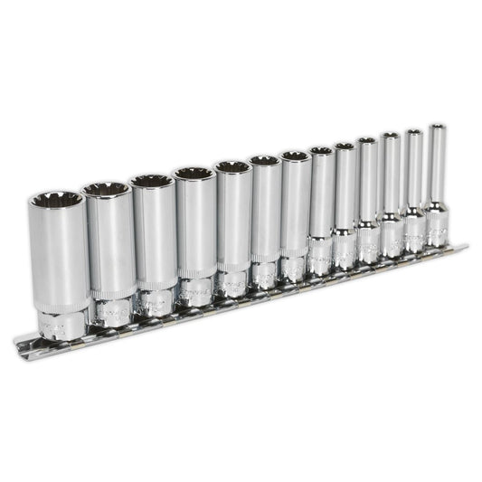 Sealey Socket Set 13pc Deep 1/4"Sq Drive Total Drive AK69813D