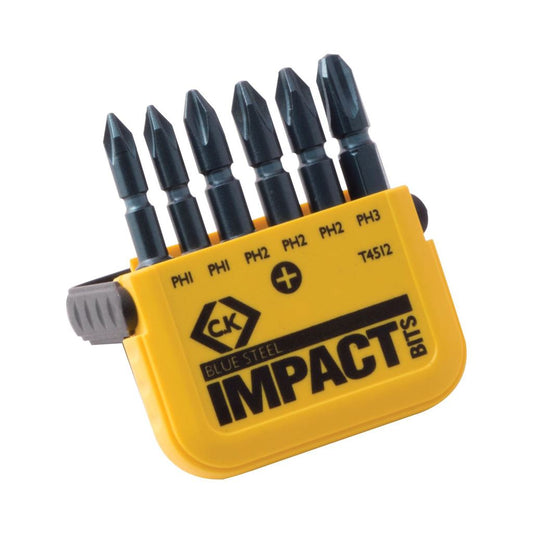 CK Tools Blue Steel Impact Screwdriver Bit - PH Set of 6 T4512