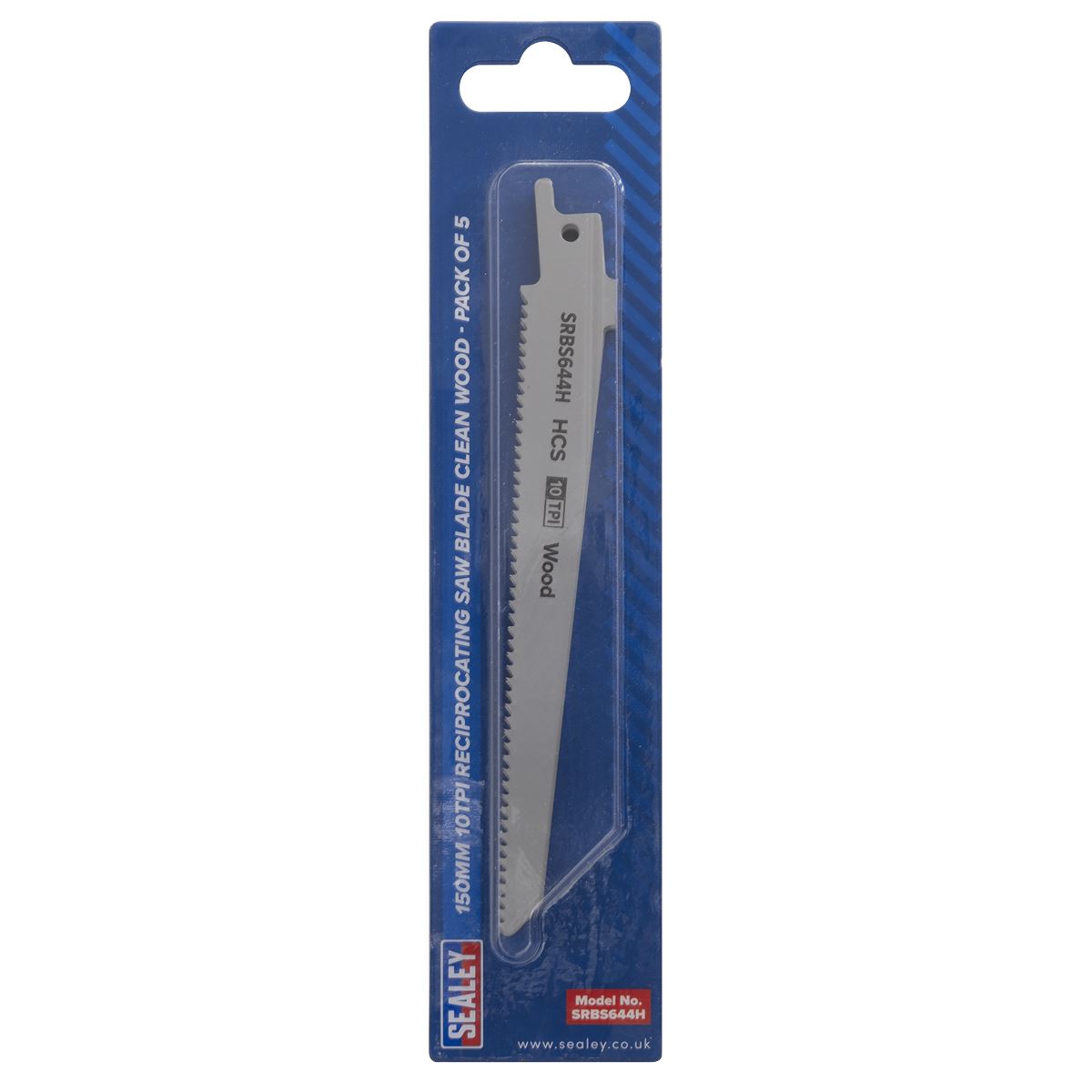 Sealey Reciprocating Saw Blade Clean Wood 150mm 10tpi - Pack of 5 SRBS644H
