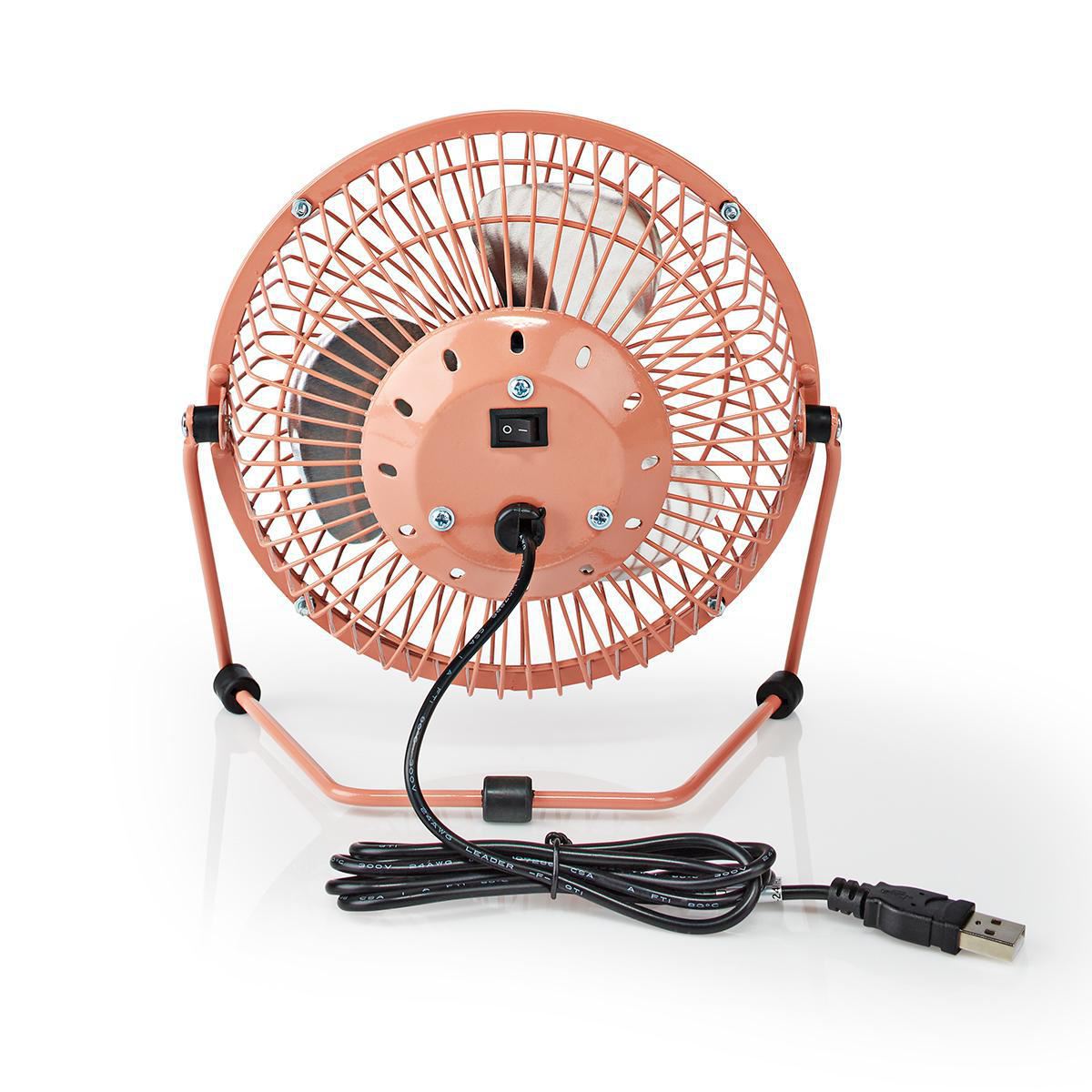 Nedis Metal Mini Fan 15cm Diameter USB Powered Vintage Pink - FNDK1PK15