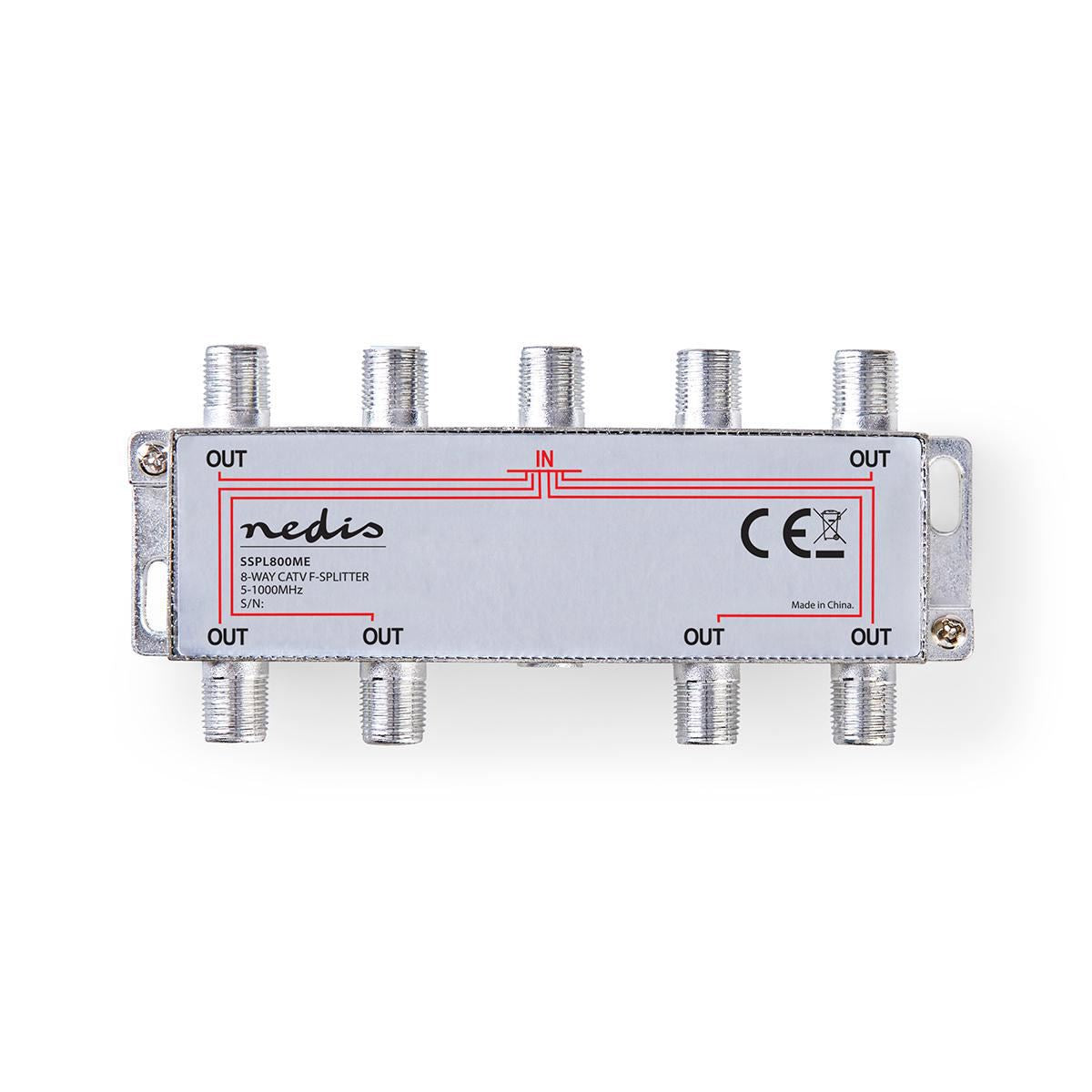 Nedis CATV F-Splitter Max 11 dB gain 5 to 1000 MHz 8 Outputs SSPL800ME