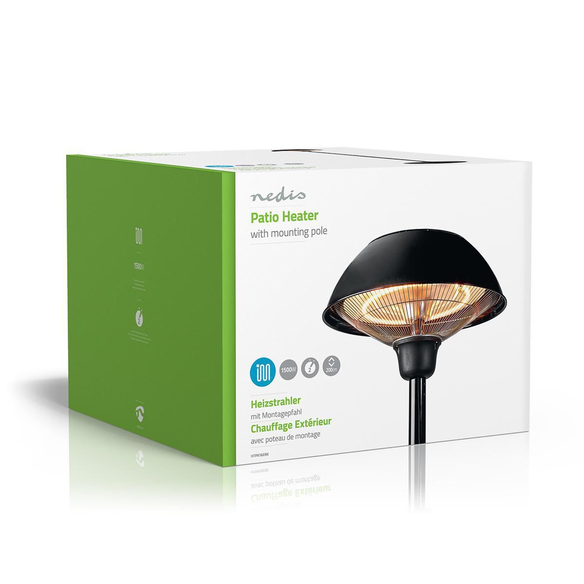 Nedis Patio Heater With Pole 200cm 1500W IP34 - HTPA16EBK