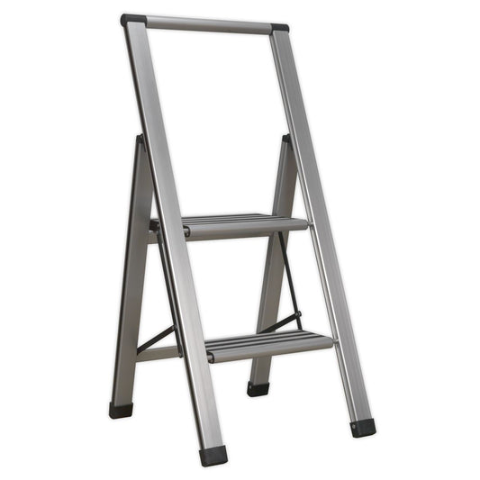 Sealey Aluminium Prof Folding Step Ladder 2-Step 150kg Capacity APSL2