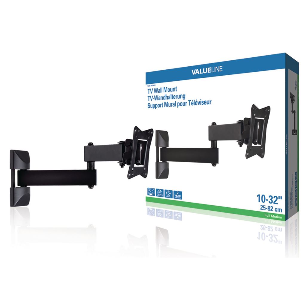 Valueline TV wall mount full motion Bracket 10-32"/25-82cm 30kg - TVWM31BK