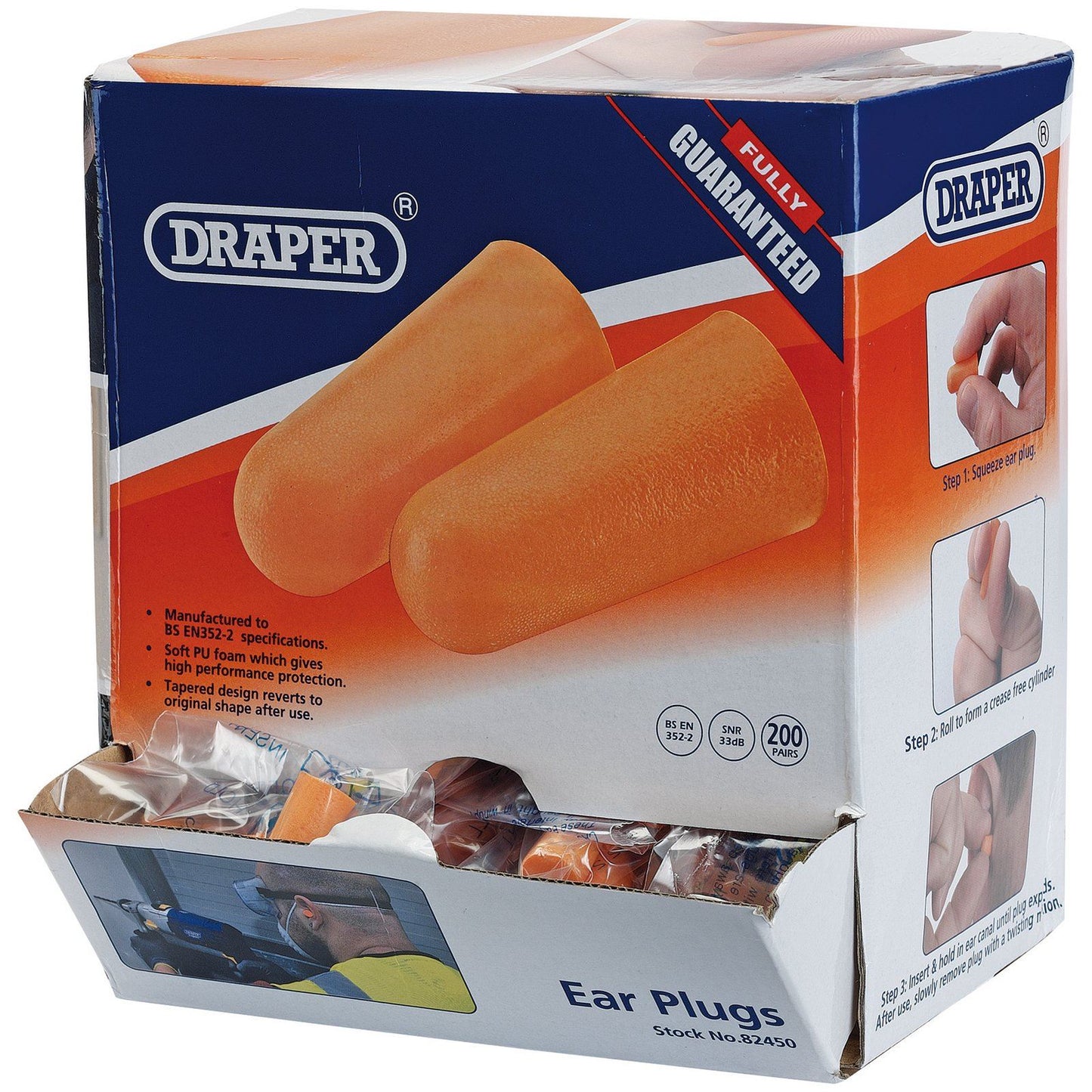 Draper Countertop Dispenser of 200 Pairs of Ear Plugs -No. 82450