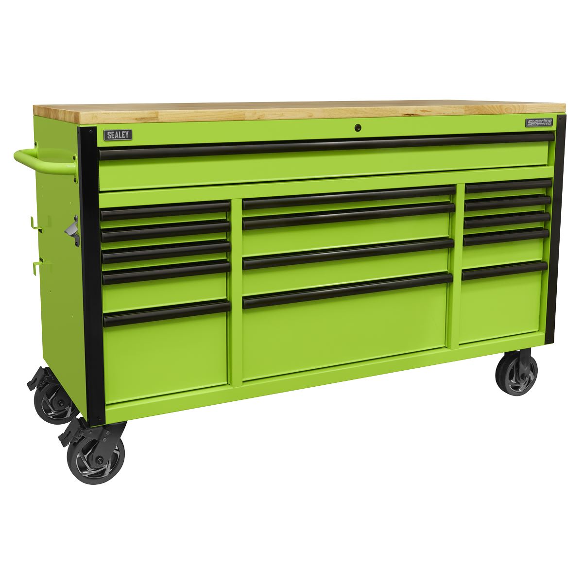 Sealey 15 Drawer Mobile Trolley with Wooden Worktop 1549mm AP6115BE