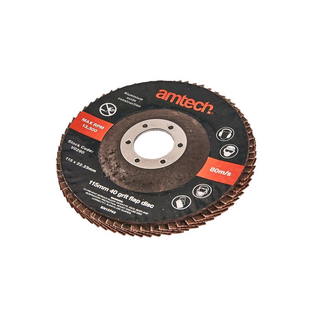 Amtech 115mm 40 Grit Aluminium Oxide Flap Discs/4 1/2" Angle Grinder Workshop - V0290