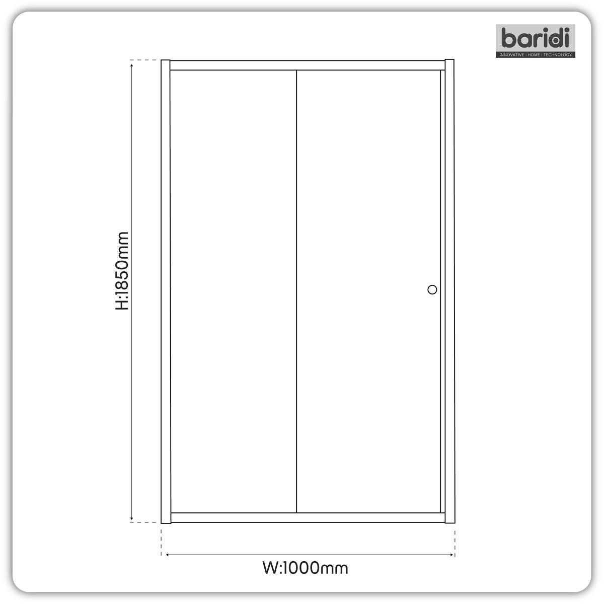 Baridi Sliding Shower Door 1000 x 1850mm, 6mm Tempered Glass, Reversible - Black