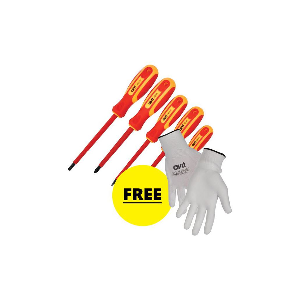 Avit Insulated Screwdrivers - 5 Pc AV05050