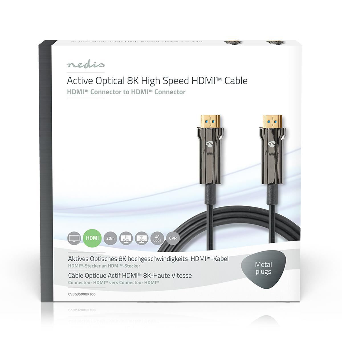 Nedis Ultra High Speed HDMI Cable AOC HDMI Connector to HDMI Connector 20m Black - CVBG3500BK200