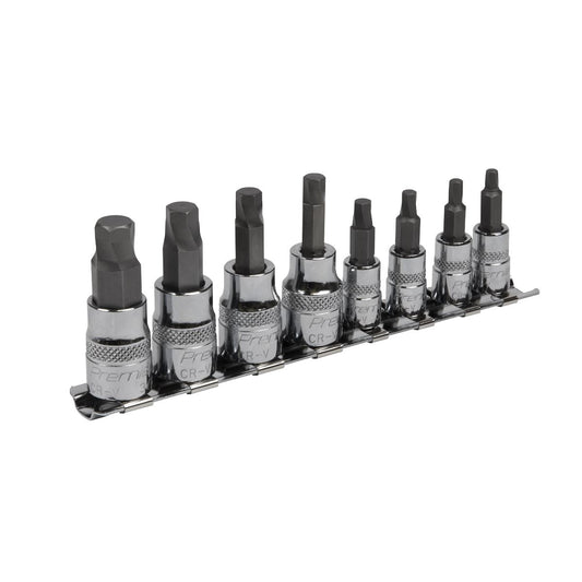 Sealey Hex Socket Bit Set Lock-On 8pc 1/4" & 3/8"Sq Drive Imperial AK65602