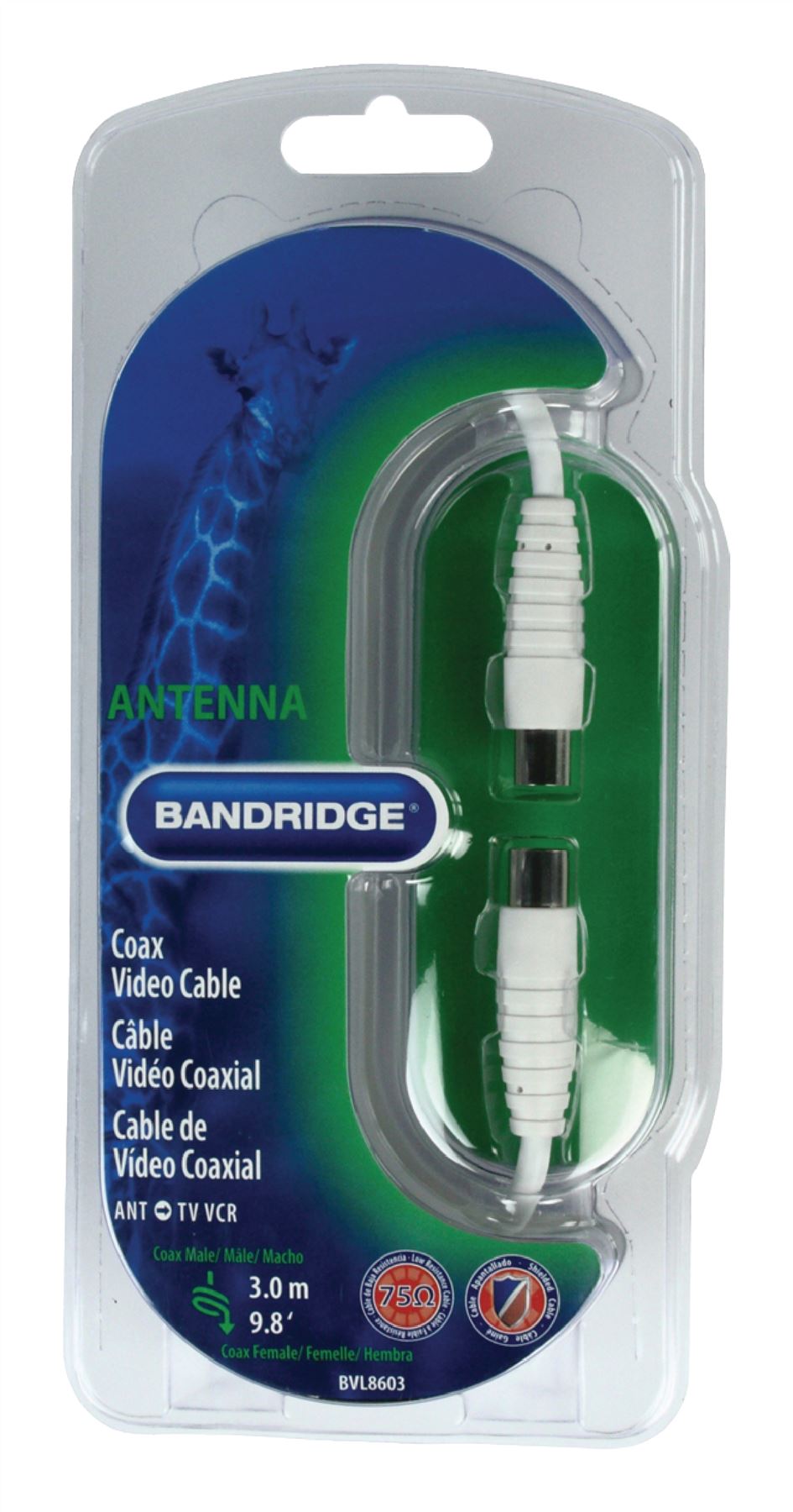 (Disc) Bandridge Digital Coax Cable 3m Connects TV or radio to an antenna wall socket BVL8603 Tracked IE1.P.250 stocked GETR