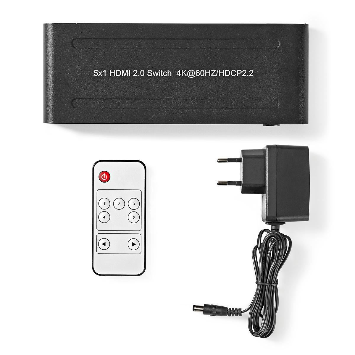 Nedis HDMI Switch 5-Port to 5x HDMI Input 1x HDMI Output 4K2K@60FPS/HDCP2.2 - VSWI3475AT