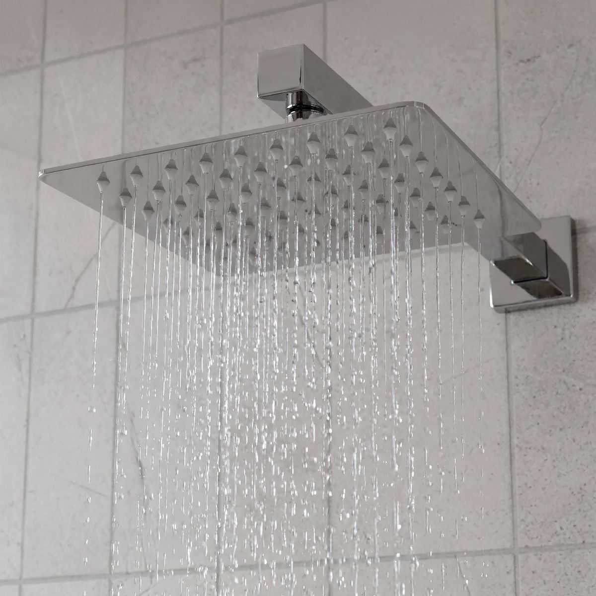 Baridi Concealed Thermostatic Shower Set 20 x 20cm Square Head & Hand Shower - Chrome DH320