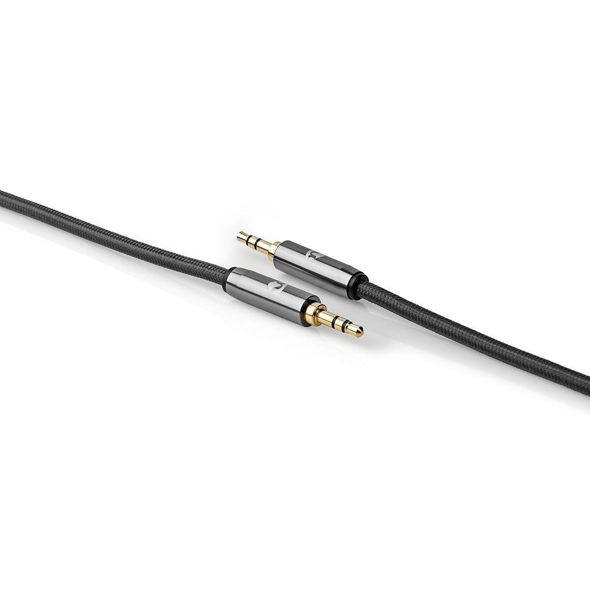 5m Stereo Audio Cable 3.5mm Male to 3.5mm Male Gun Metal Grey Braided Cable - CATB22000GY50