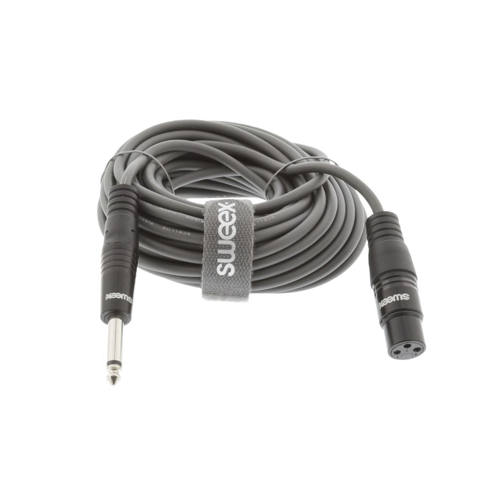 Sweex XLR Mono Cable XLR 3-Pin Female to 6.35mm Male 10m Dark Grey SWOP15120E100 - COTG15120GY100