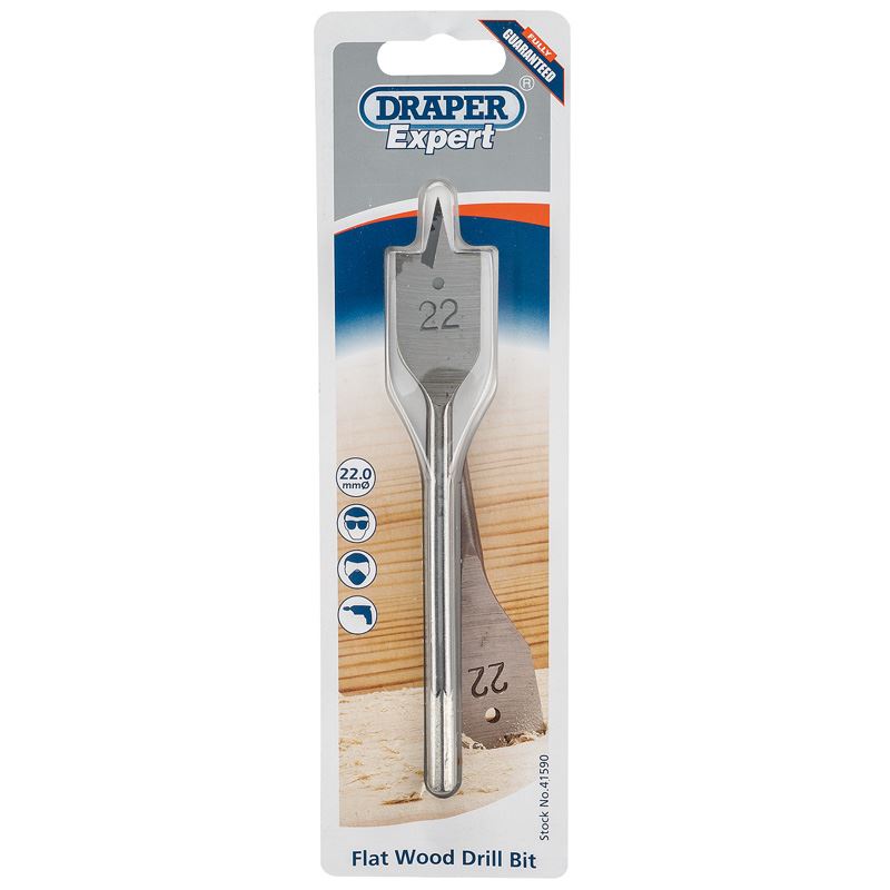 Draper Expert 22.0mm Flat Wood Carbon Steel Drill / Drilling Bit - 41590