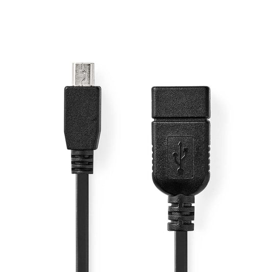Nedis USB Adapter USB 2.0 Mini 5-Pin Male USB-A Female 480 Mbps OTG 0.2m Black