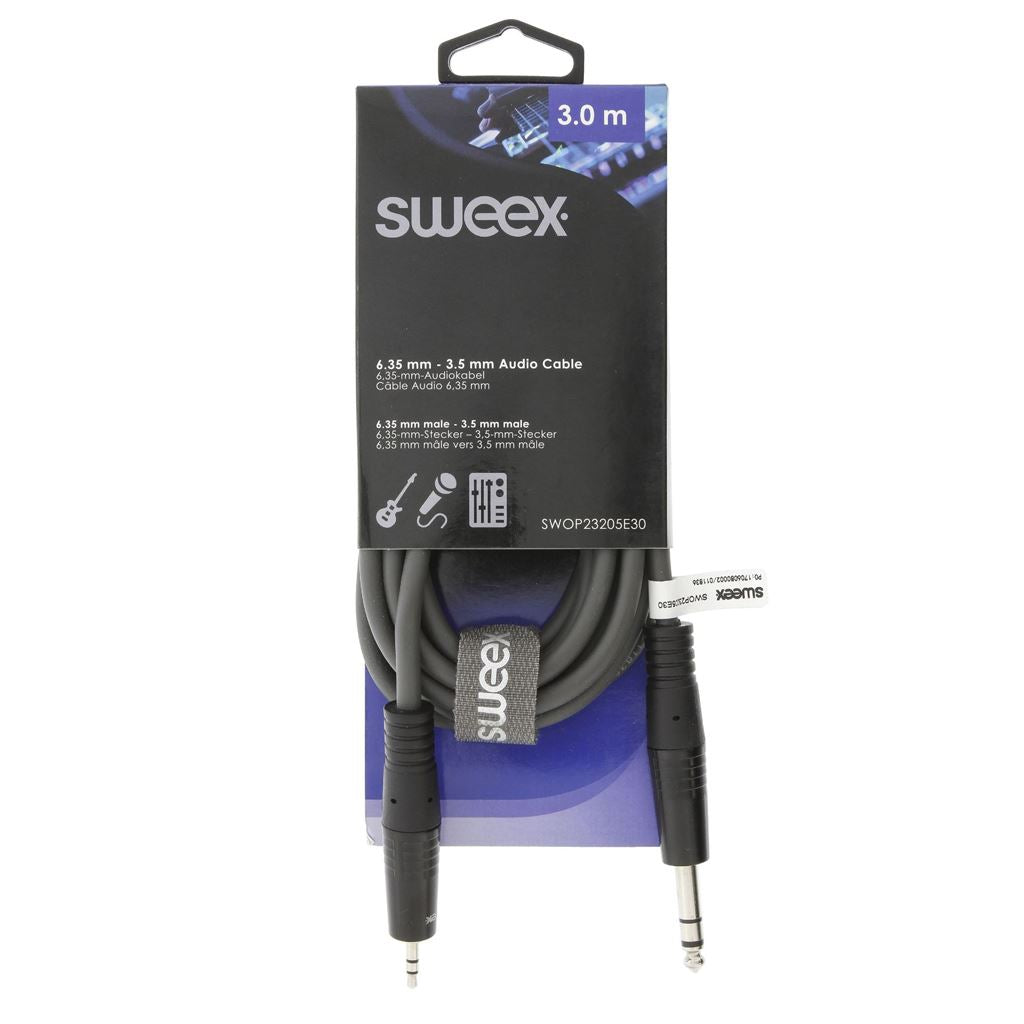 Sweex Stereo Audio Cable 6.35mm Male to 3.5mm Male 3m Dark Grey SWOP23205E30 - COTH23205GY30