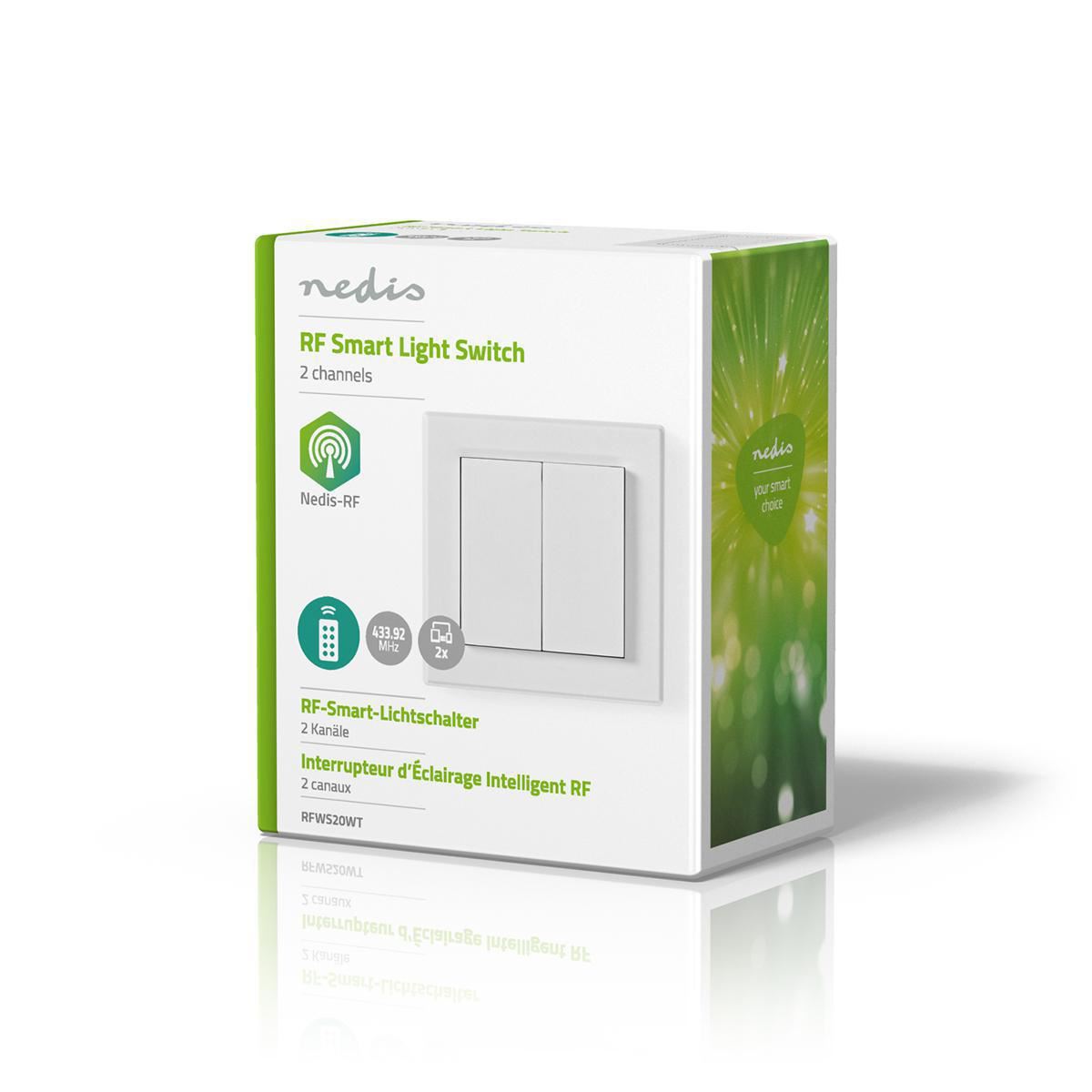 Nedis RF Double Wall Switch Single 433.92 MHz - Control one or multiple lights - RFWS20WT