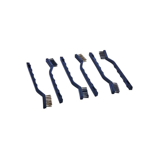 6 Piece Mini Wire Brush Set Brass Steel Nylon Hobby Crafts Cleaning Multi Use - F3400