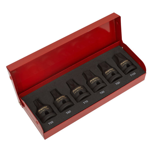 Sealey Impact TRX-Star* Socket Bit Set 6pc 1/2"Sq Drive AK5607