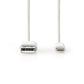 Nedis Sync and Charge Cable Apple Lightning 8-pin Male to USBA Male 2m White - CCBW39300WT20