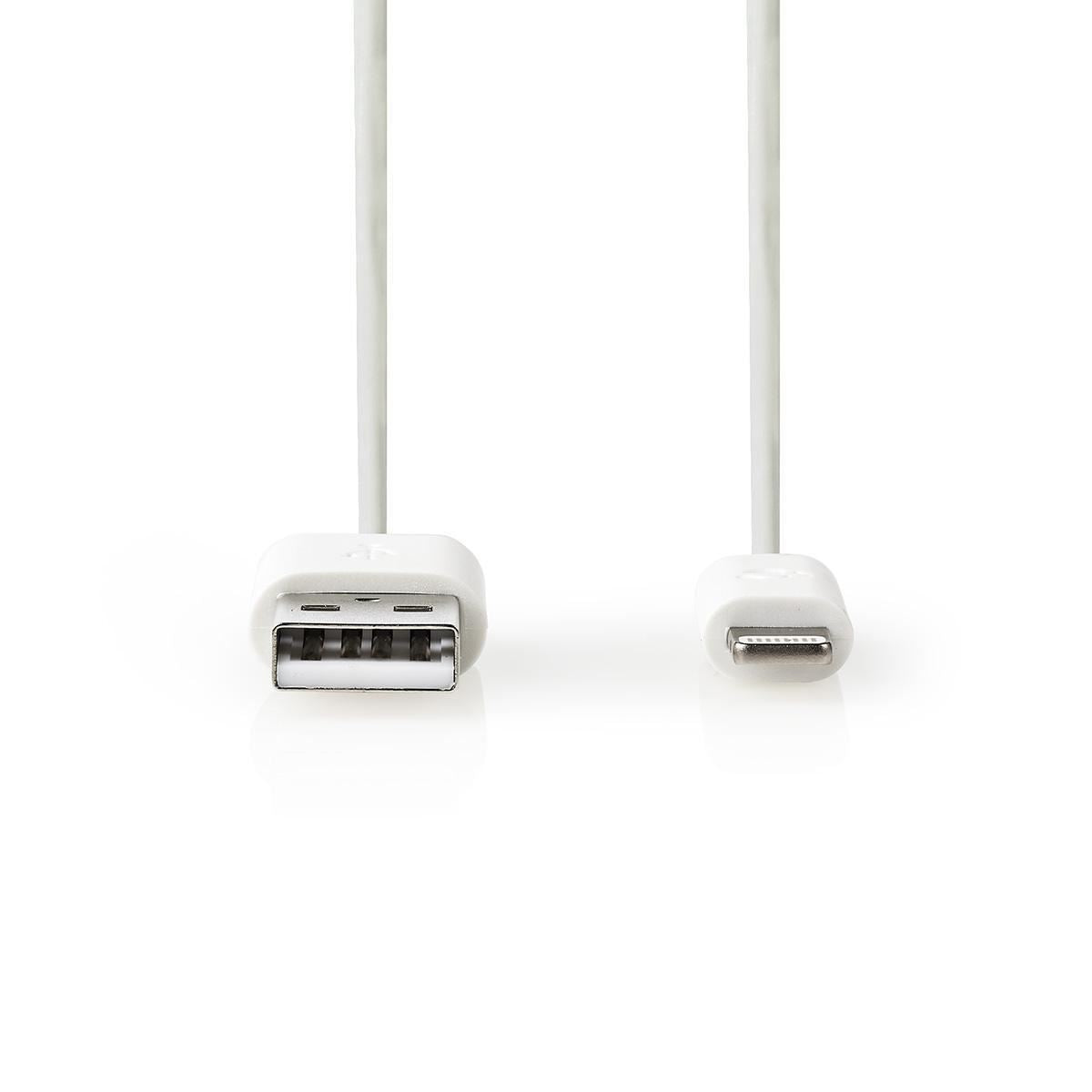 Nedis Sync and Charge Cable Apple Lightning 8-pin Male to USBA Male 2m White - CCBW39300WT20