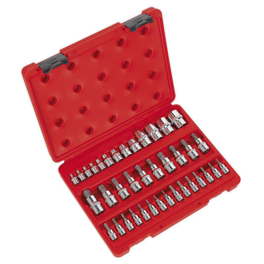 Sealey TRX-Star* & Security Socket Bit Set 38pc 1/4",3/8"&1/2"Sq Dr AK6197