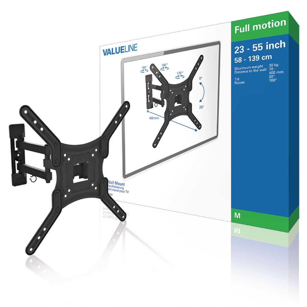 Valueline TV Wall Mount Full Motion 23" to 55 " 30 kg VLMFM3M - TVWM1530BK