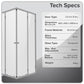 Baridi Corner Shower Entry Enclosure 800 x 800 x 1850mm with 6mm Tempered Glass - Chrome DH298