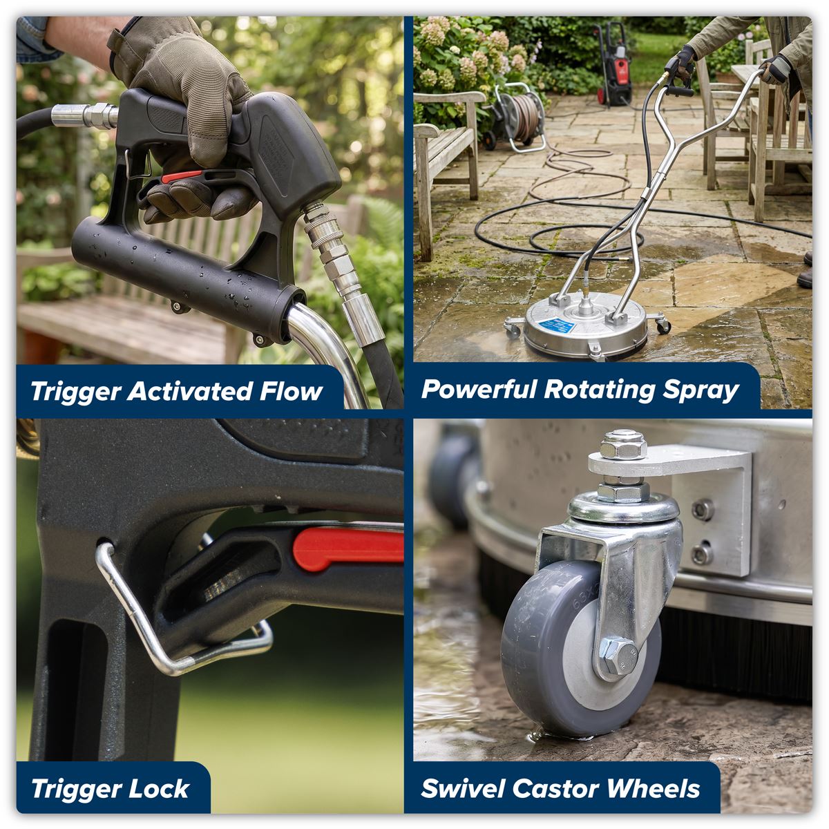 Sealey 18" Surface Cleaner with Dual Handle & Rotating Spray Bar