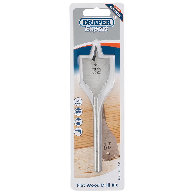 Draper Expert 32.0mm Flat Wood Carbon Steel Drill / Drilling Bit - 41787