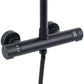 Baridi Thermostatic Shower Mixer Set, 20cm Round Head, Adjustable Rail - Black