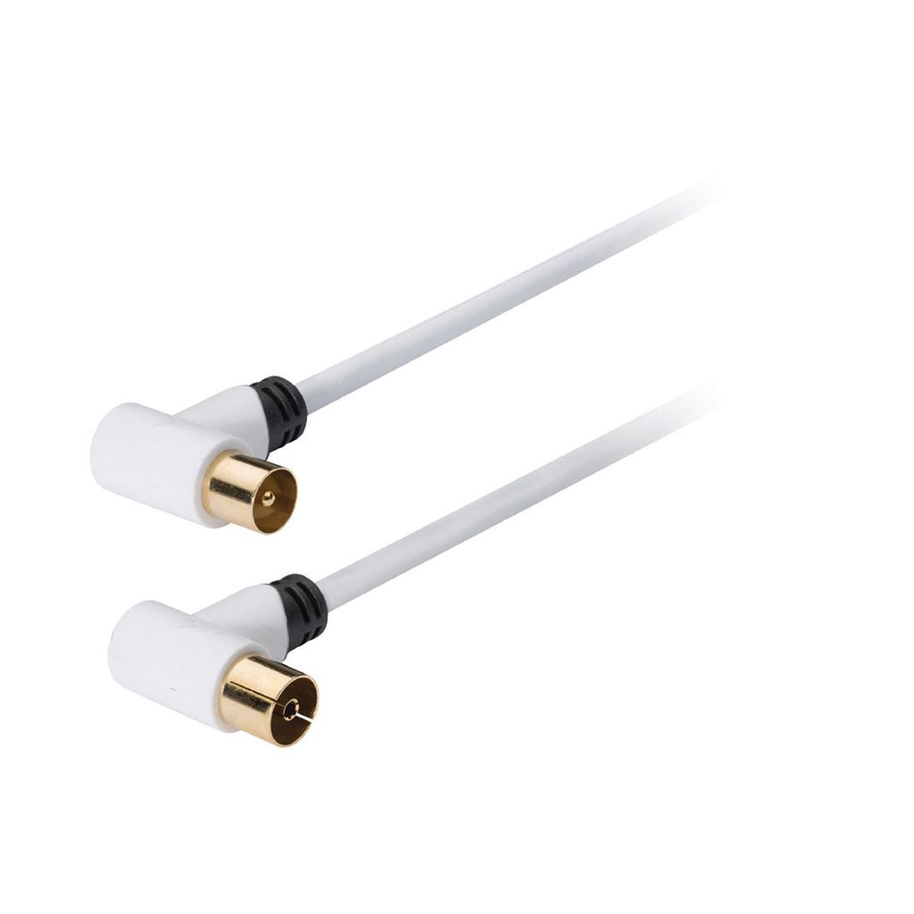 Konig Coax cable 100 dB coax male angled to female angled 5m white - CSBW40010WT50