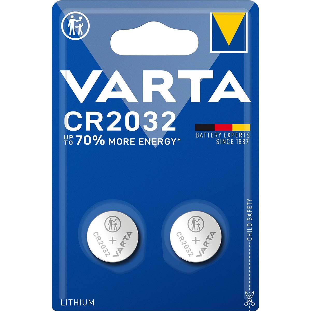 Varta Lithium Button Cell Battery CR2032 3 V 230 mAh Precharged 2-Blister Silver