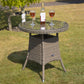 Dellonda Chester Rattan Wicker Outdoor Bistro Table w/Tempered Glass Top Brown