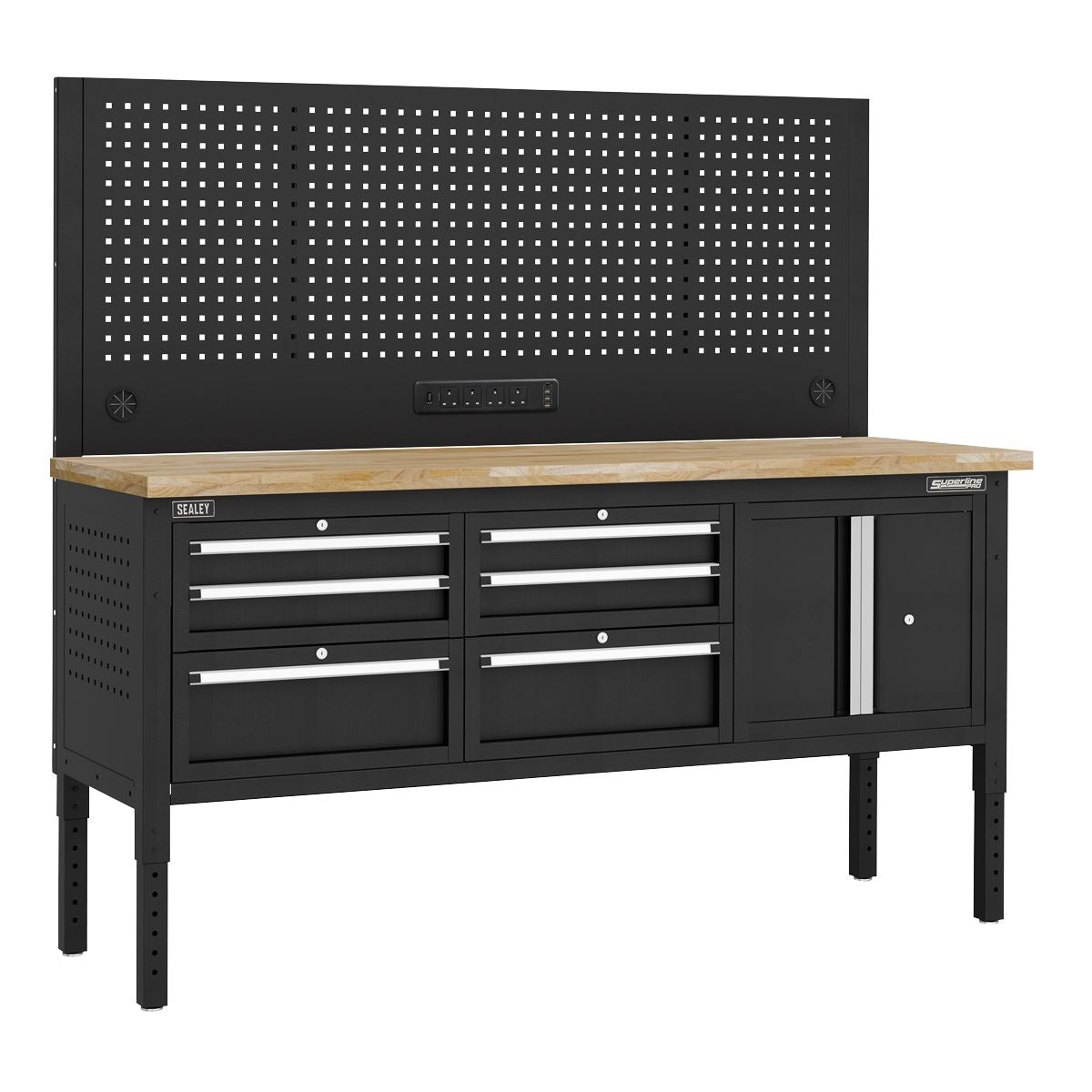 Sealey Superline Pro Modular Workbench 6 Drawers, Cupboard Wooden Worktop 1830mm
