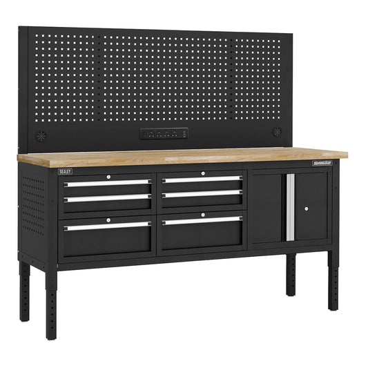 Sealey Superline Pro Modular Workbench 6 Drawers, Cupboard Wooden Worktop 1830mm