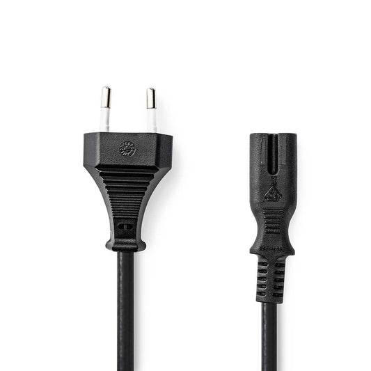 Nedis Power Cable Euro Male IEC-320-C7 Straight Straight 2m Flat PVC Black