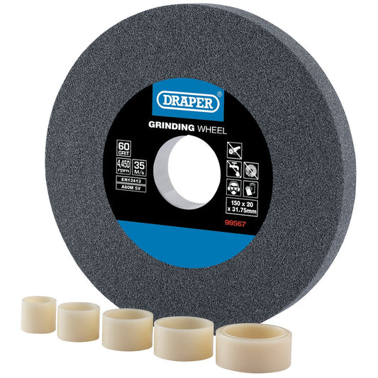 Draper Aluminium Oxide Bench Grinding Wheel 60G (150mm x 20mm) - 99567