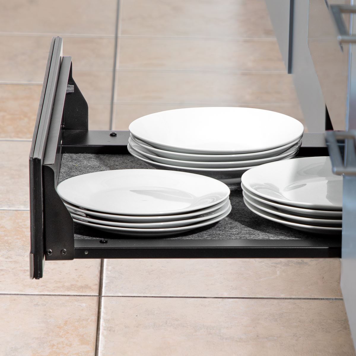 Sealey Baridi 60cm Built-In Warming Drawer, Push-to-Open, Anti-Slip Mat, Black/Stainless Steel DH202