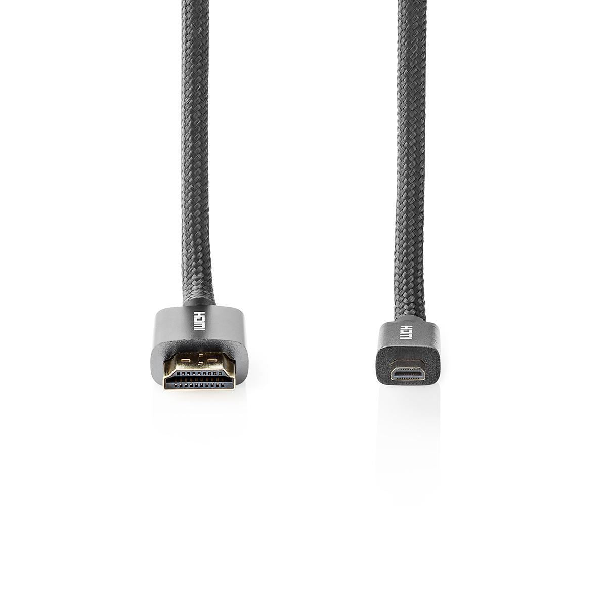 Nedis HDMI Connector to HDMI Micro Connector Gun Metal Grey Braided Cable - CVTB34700GY20