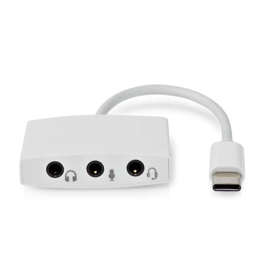 USB-C Adapter USB 2.0 USB-C Male 3.5mm Female 0.10m Nickel Plated ABS/PVC White